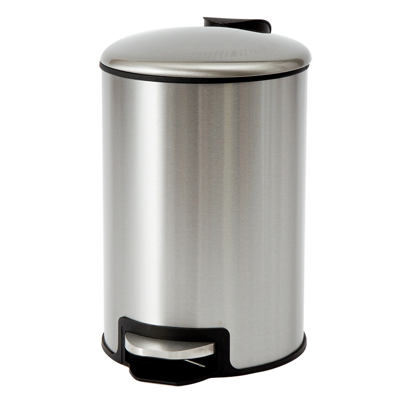 欧润哲 垃圾桶 12升缓降静音不锈钢圆形脚踏款 时尚废纸筒办公室酒店家用收纳桶卫生间清洁筒