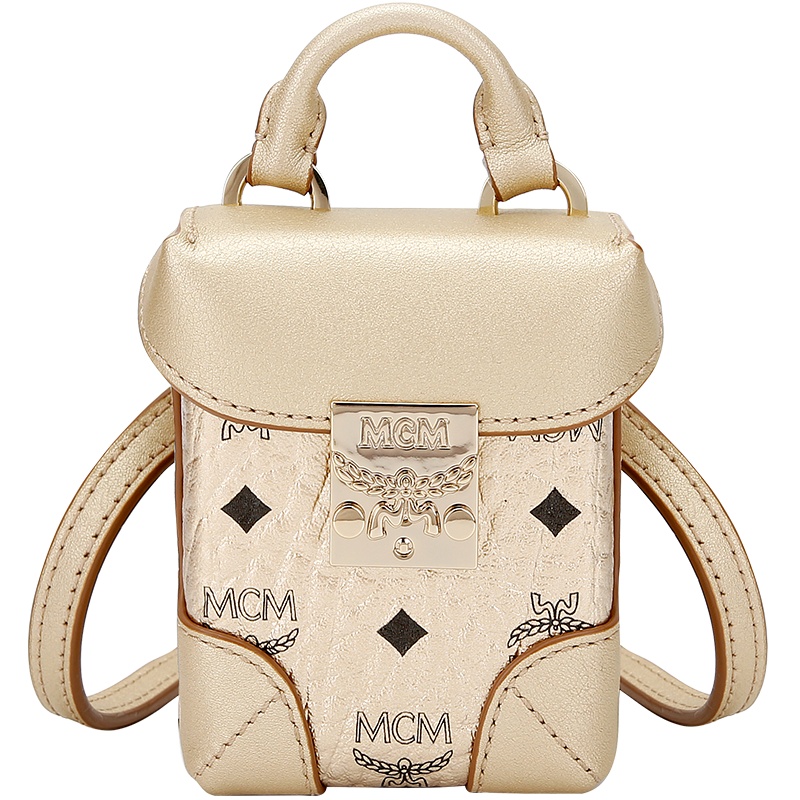 MCM奢侈品女士柔粉色礼盒装人造革手拿三折钱包单肩斜挎斜挎包礼物送女友送闺蜜MXEBSVI01QH001