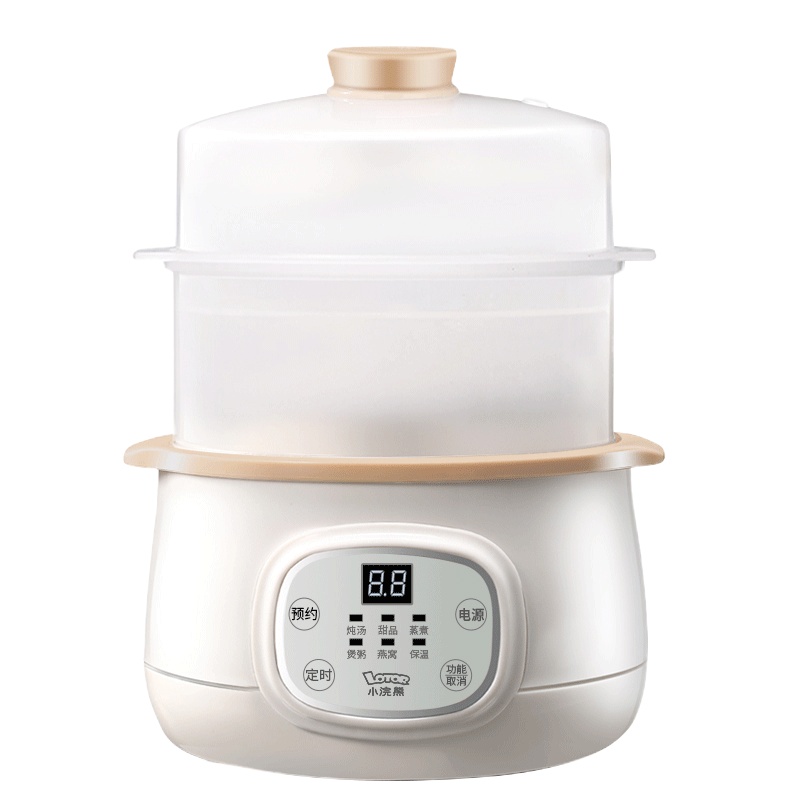 小浣熊D1蒸笼款多功能营养隔水炖电炖锅 煮粥锅 智能预约 免看管 1.5L