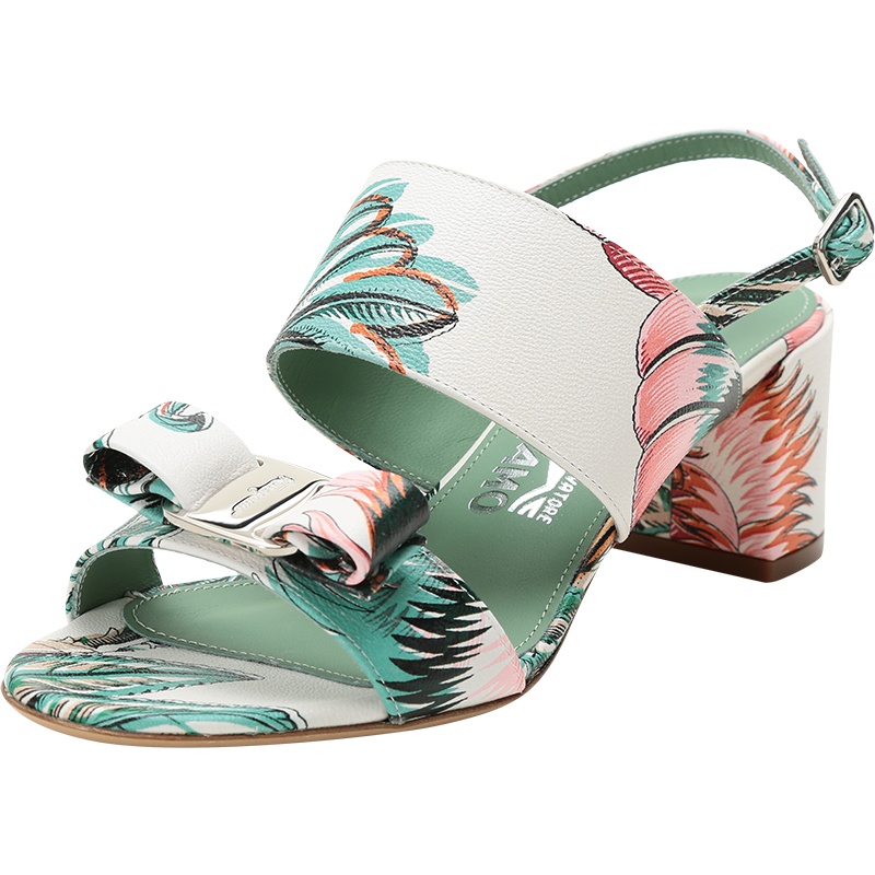 Salvatore Ferragamo 菲拉格慕 女士 牛皮VARA蝴蝶结粗跟凉鞋 0741728