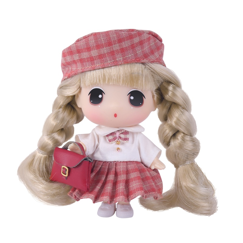 女孩男孩玩具精美礼物9CM冬己校园系列-红格子款FDE0907