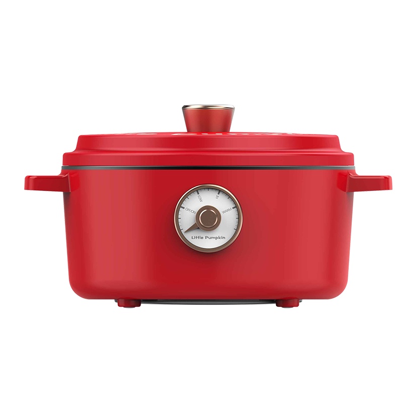 小南瓜 电煮锅家用炒菜电炒锅多功能一体式电热火锅宿舍学生小电锅 中国红[标准款]