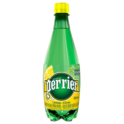 法国原装进口 巴黎水(Perrier)气泡矿泉水 柠檬味天然矿泉水 500ml*4瓶装(塑料瓶)