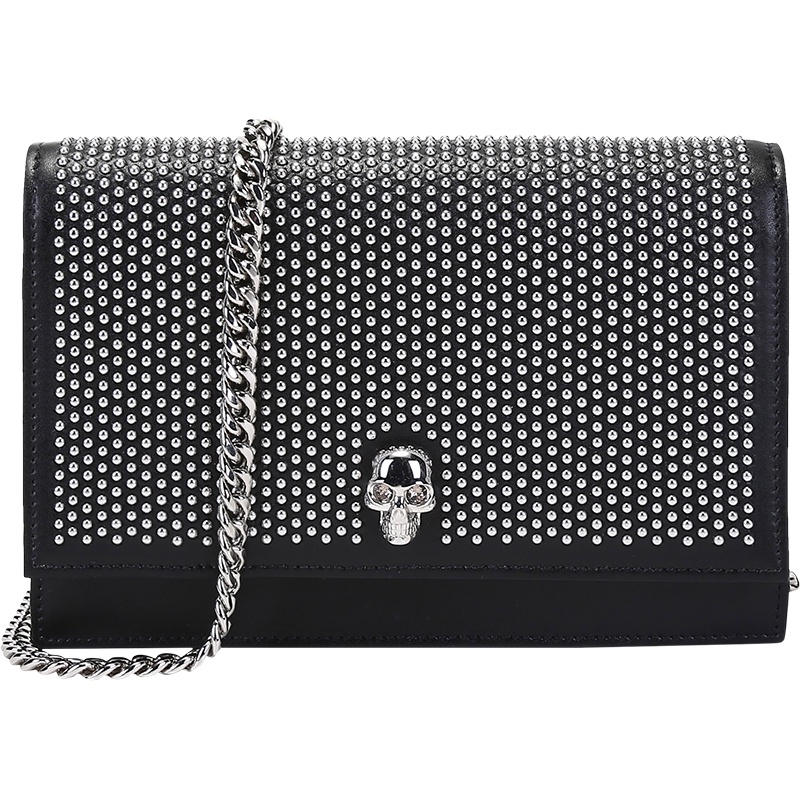 亚历山大·麦昆 ALEXANDER MCQUEEN 女士皮革铆钉装饰单肩斜挎包手拿包613088 1HUMI