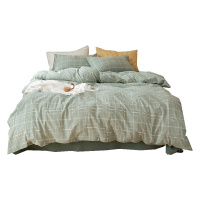 苏宁极物四件套全棉纯棉水洗棉床单被套罩四季通用床笠三件套床上用品