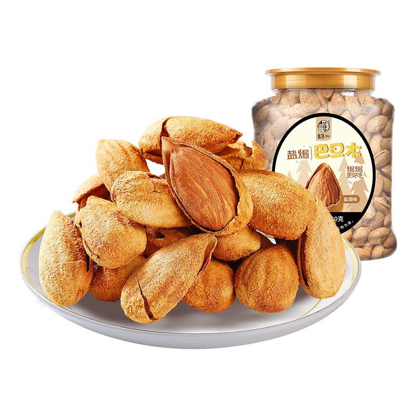 华味亨450g盐焗巴旦木 罐装坚果手剥薄壳巴旦木