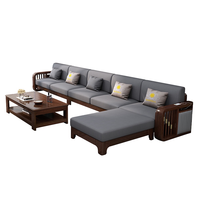 天惠子 沙发 胡桃木实木沙发组合新中式现代客厅套装家具全实木沙发