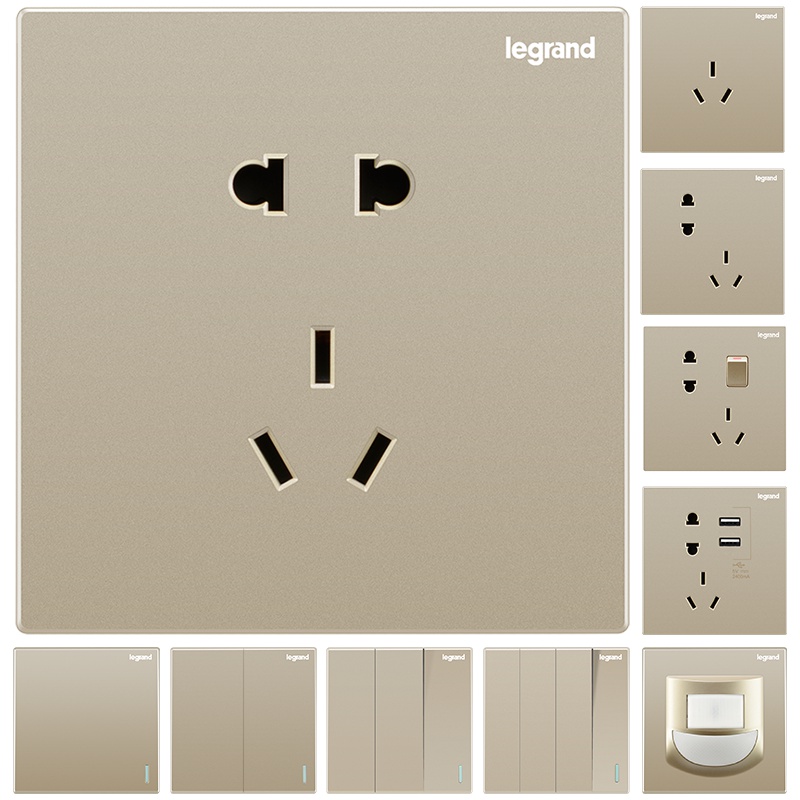 罗格朗(Legrand)开关插座仕典米兰金86型家用墙面墙壁暗装墙式带开关USB二三插5五孔面板电源插座多孔tcl开关