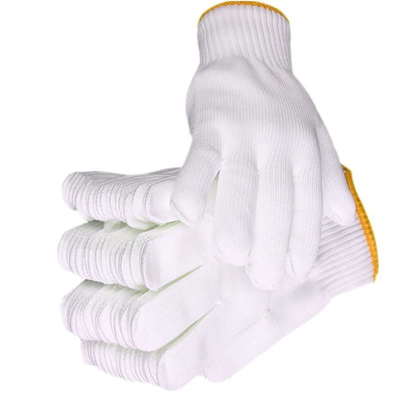 伊派克 五指 白丝线手套 白尼龙丝手部防护工作耐磨尼龙手套 22cm-24cm 60g 十副每打（单位：打）