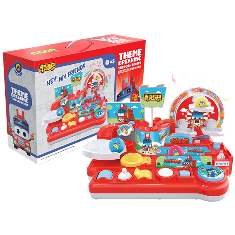 正版百变校巴车长消防车队长警长歌德变形机器人大巴士玩具男孩笑吧 主题闯关系列 消防队长歌德