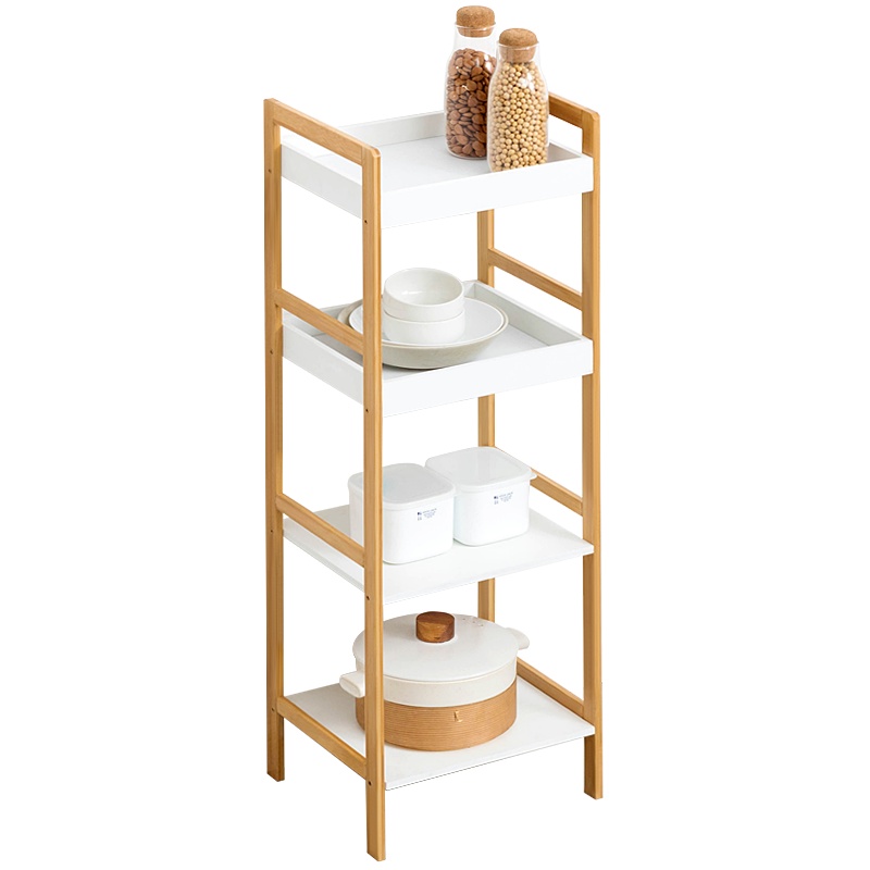 老竹匠 简易落地多层厨房置物架实木收纳架储物架微波炉架客厅卧室落地花架杂物架层架楠竹货物架仓储家用