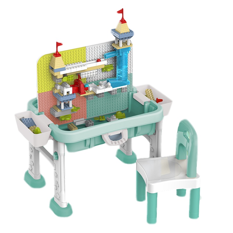 乐的儿童书桌学习桌简约小学生写字桌椅套装2-10周岁宝宝拼装积木八合一多功能儿童桌
