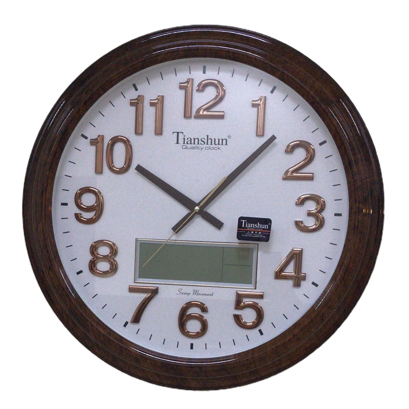 天顺(TIANSHUN 圆形挂钟 大号(直径60CM) 石英钟 带日历 适合办公室/会议室