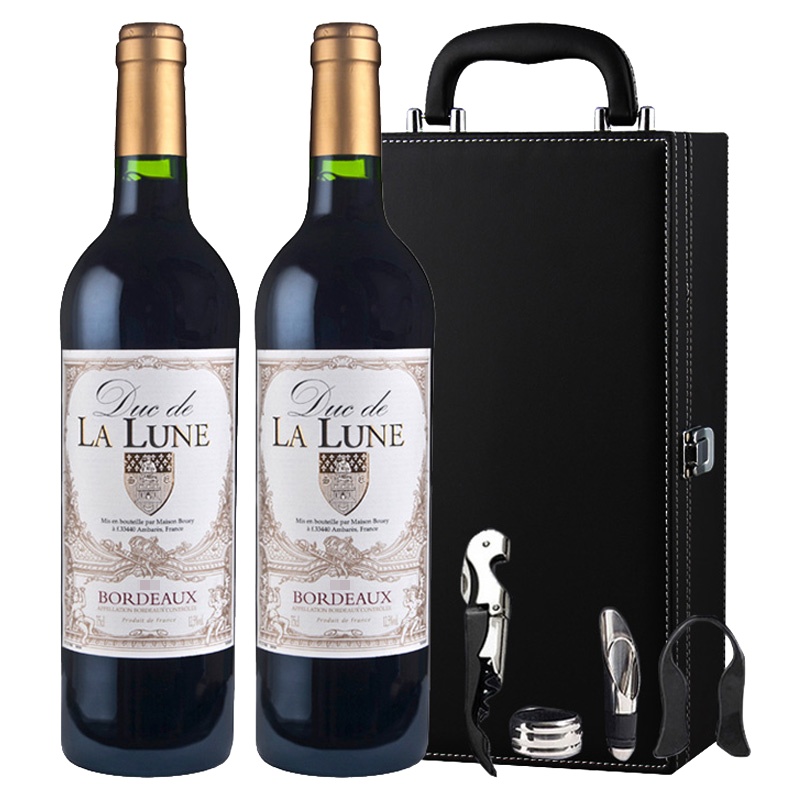 法国进口红酒 罗纳公爵干红葡萄酒750ml*2瓶 双支礼盒套装