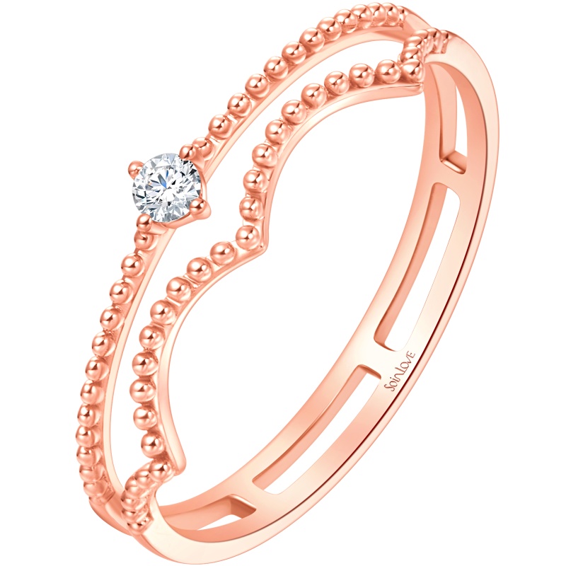 周大福SOINLOVE小确幸系列18K金钻石戒指 钻戒 女VU1151