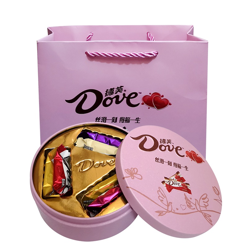 德芙巧克力德芙丝滑牛奶巧克力6粒圆形粉色礼盒装铁盒装婚庆结婚喜糖6克德芙装6粒(不含礼袋;可另外选购)