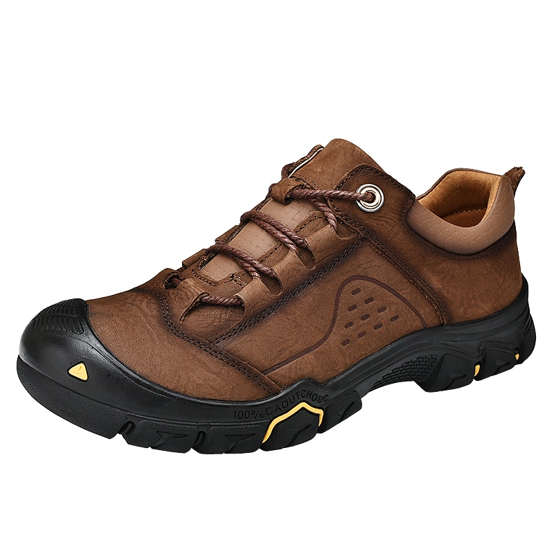 YIBULUOTUO登山鞋男头层牛皮户外皮鞋真皮大码厚底透气运动休闲皮鞋