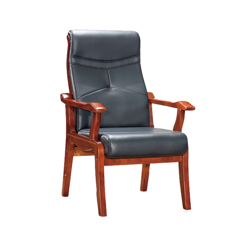 优百丽 SH-854 橡胶木椅 办公家具 办公椅 皮艺老板椅 实木四脚椅 电脑椅会议椅 皮料色彩可定制