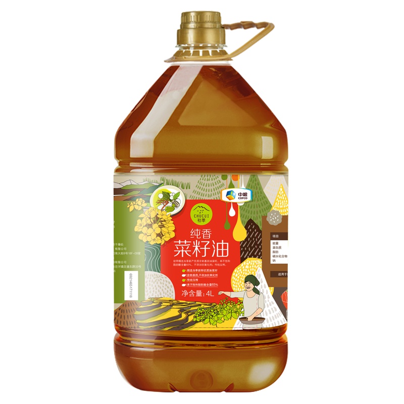 中粮初萃食用油纯香菜籽油4L