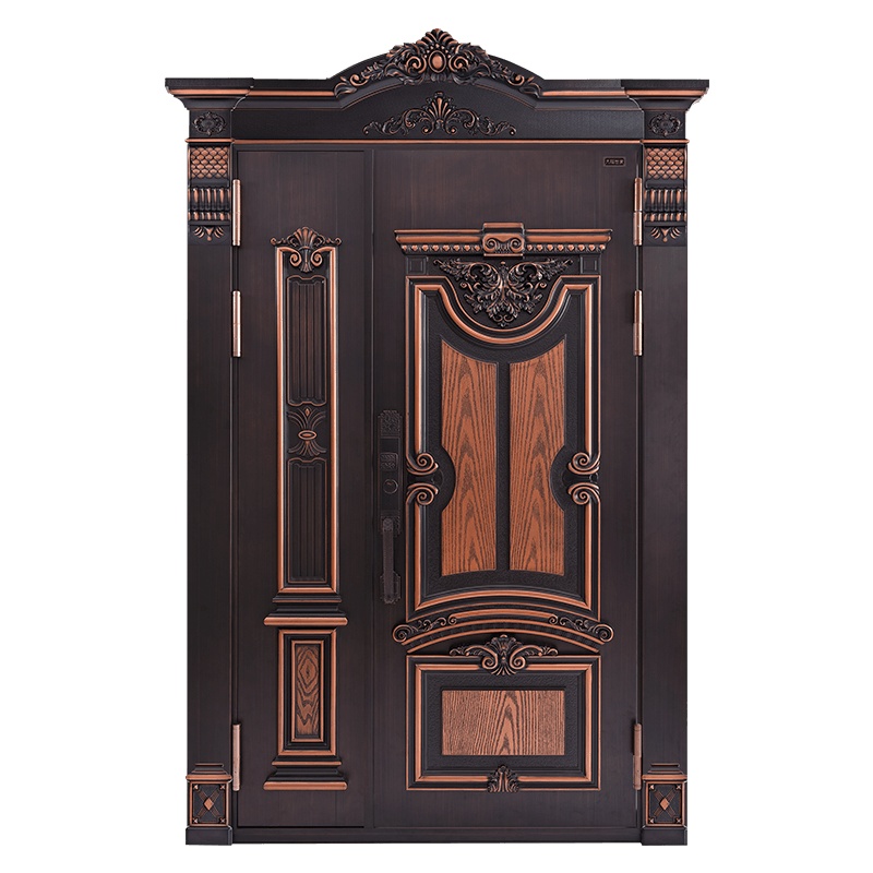 大福防盗门家用铸铝门DFSJ-1901 智能指纹锁门进户门仿铜豪华别墅门入户门子母门仿古可定制 Fanggumen