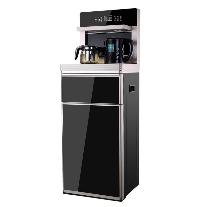 饮水机家用立式柜式冷热下置水桶智能全自动上水新款台式多功能茶吧机 典雅黑 温热定制商品