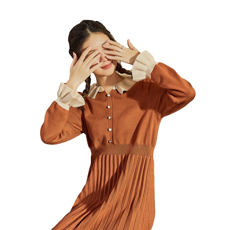 唐狮秋装新款法式复古连衣裙女黑色毛衣裙超仙森系仙女裙