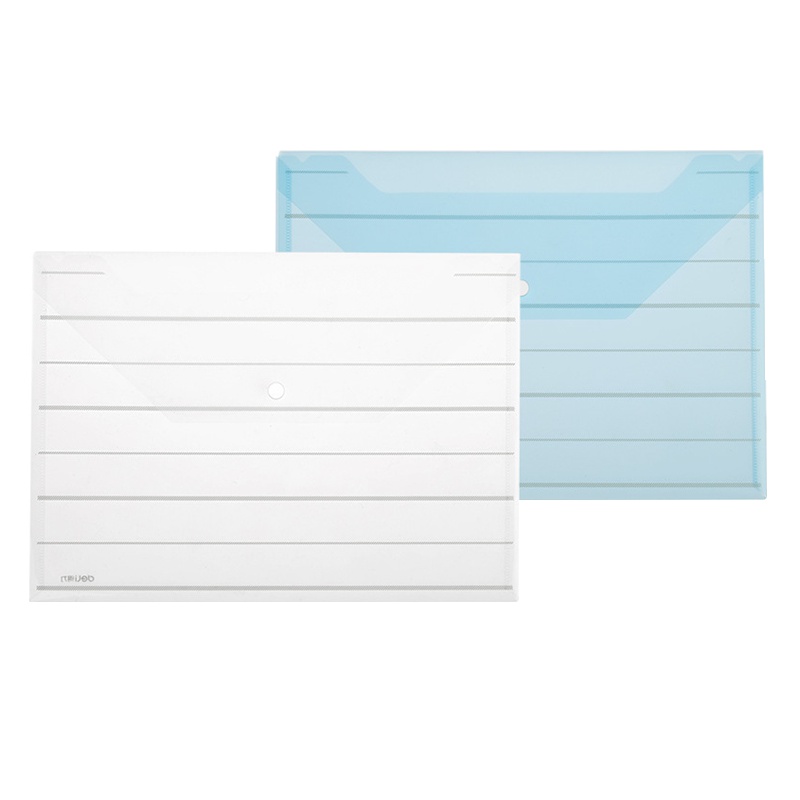 得力(deli)8313透明文件袋按扣袋A4资料文具公文袋收理按扣袋办公学生用品双色可选 10个装