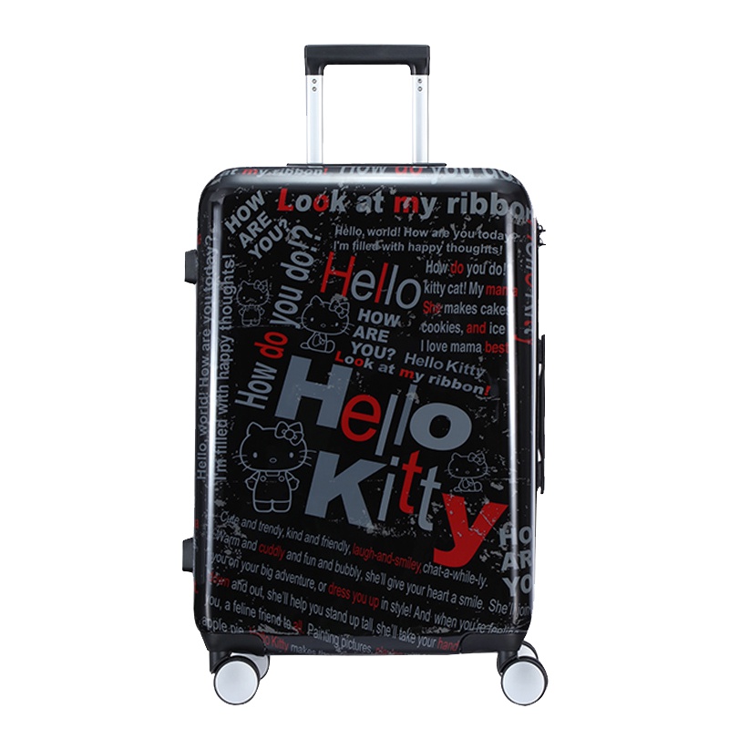 HELLO KITTY 印花设计hellokitty系列ABS拉杆箱 20寸 猫咪印花字母黑色