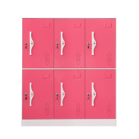 欧宝美更衣柜存包柜鞋柜小矮柜碗柜拆装小六门粉色