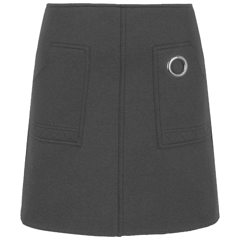 拉贝缇高腰半身裙纽扣新款秋冬韩黑色显瘦百搭包臀短裙女60006012