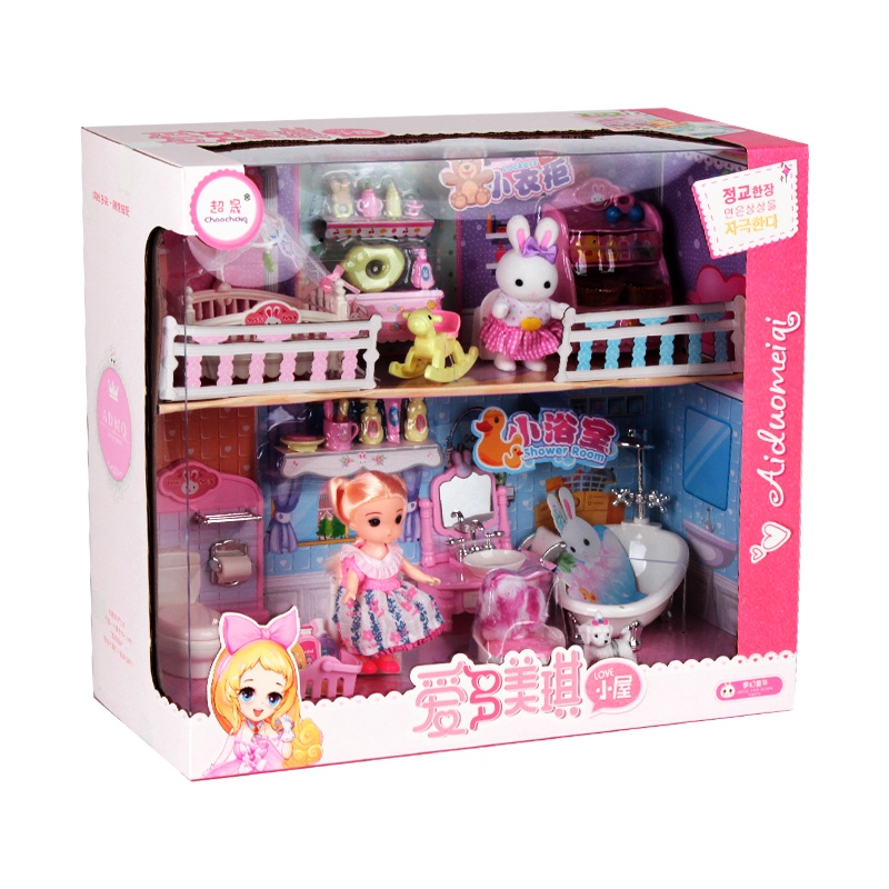 超晟爱多美琪洋娃娃换装梳妆打扮仿真关节可动女孩公主儿童玩具套装 复式楼房系列