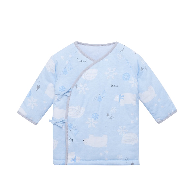 丽婴房新生儿男女宝宝绗棉针织内衣婴幼儿纯棉系带保暖上衣2020冬