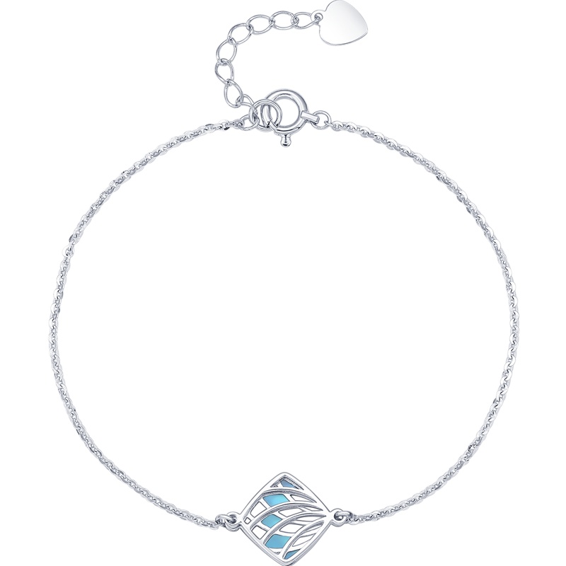 周大生Pt950铂金手链女白金珐琅几何花窗手链新款可转动调节手饰