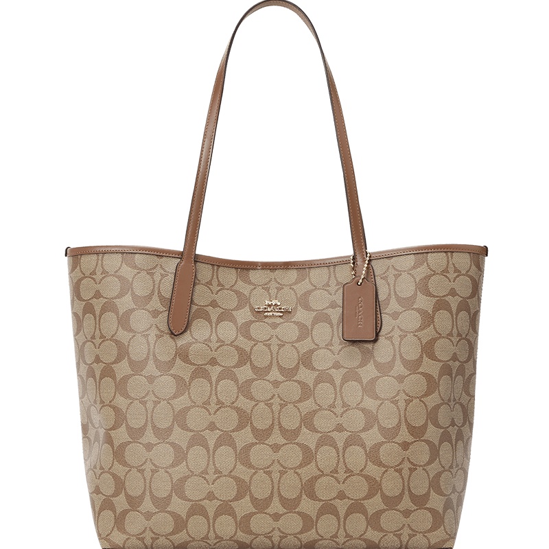 蔻驰COACH 购物袋 logo印花 织物 5696 女士单肩手提包