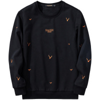 千纸鹤男士2019秋季新款潮流刺绣圆领套头加厚情侣卫衣外套15138