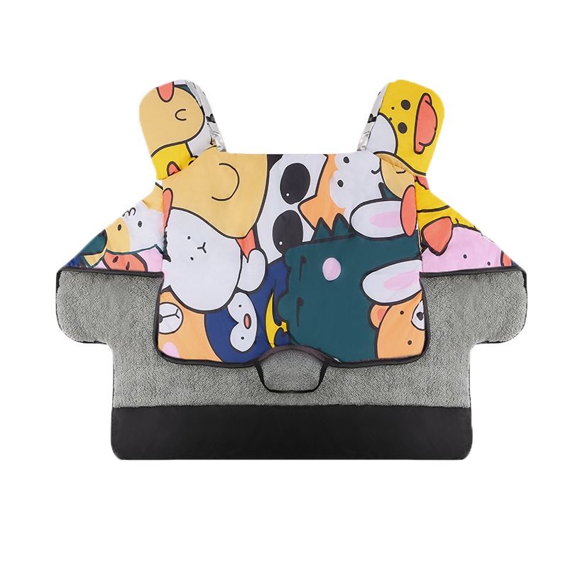 电动车挡风被冬季加绒加厚防水加大加宽电瓶车电车摩托车款防风罩 加厚-连体加绒内里-动物世界