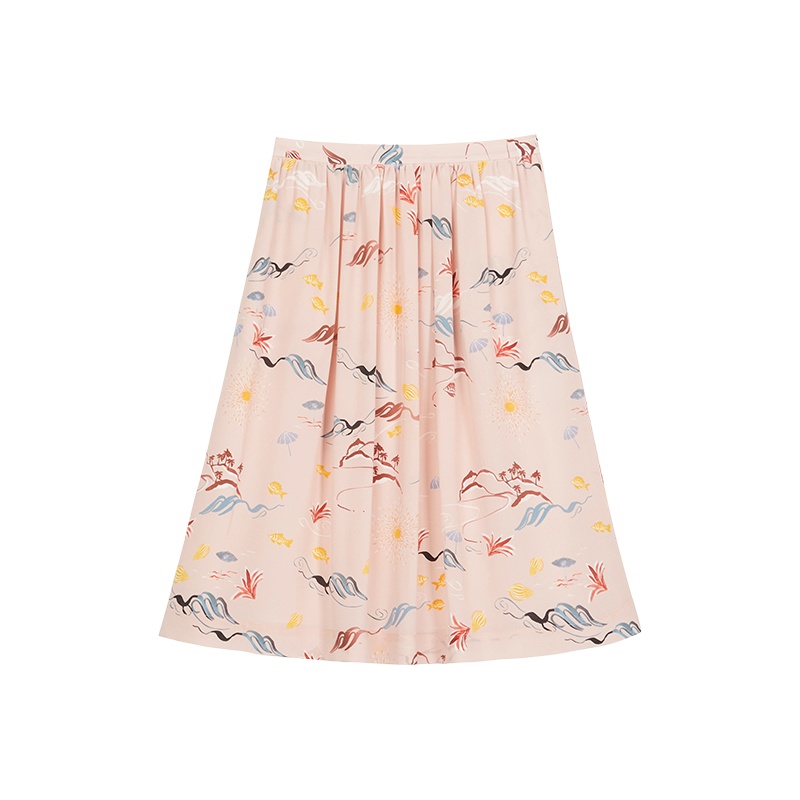 鄂尔多斯 | 1980[哈勃岛的海滩系列]春夏纯真丝小印花女士半身裙