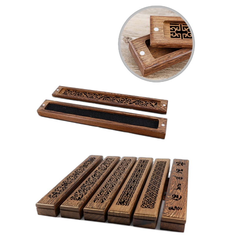 封后香具套装木质线香盒卧香炉家用香合点香盒檀香炉熏香炉卧室线香炉 菩提禅纹礼盒套装香薰灯炉/器具