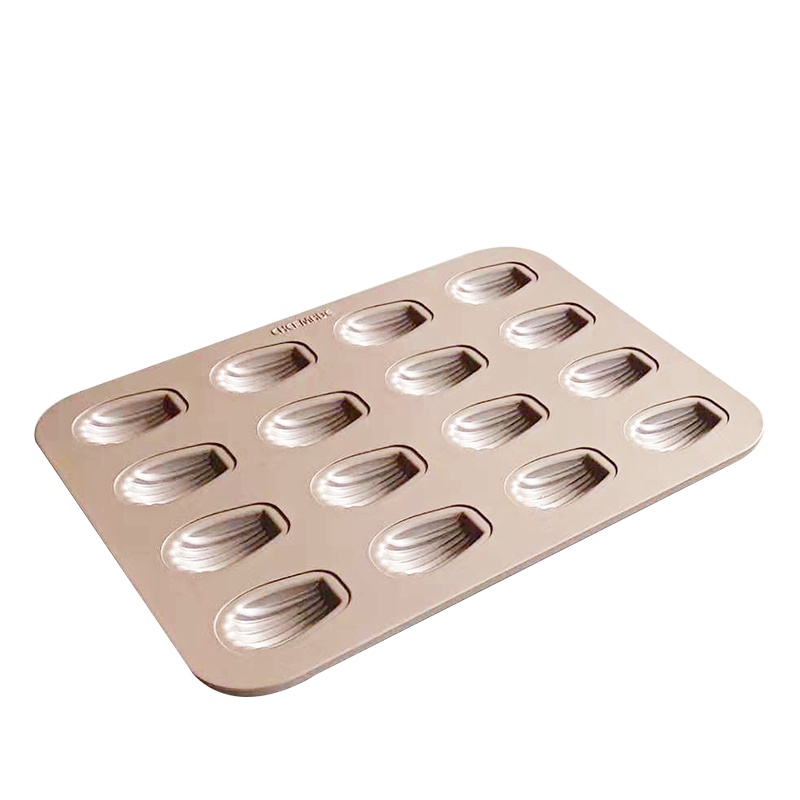 学厨 金色16连杯不粘迷你日式玛德琳贝壳扇贝形蛋糕家用烘焙模具 WK9743