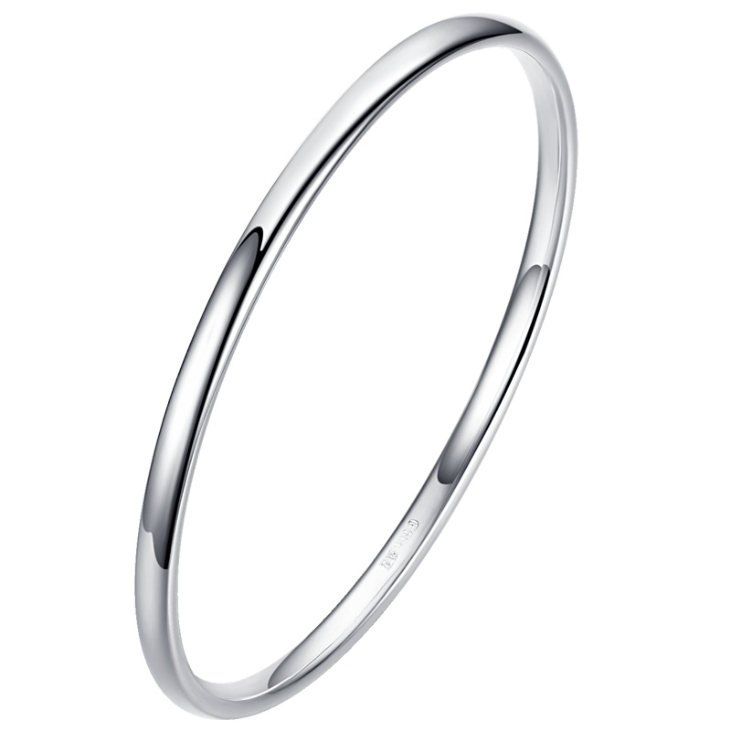 佰色传情(BRIR)S999纯银手镯女简约时尚日韩版闭口银镯子光面手环百搭