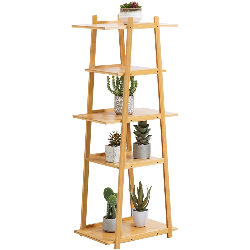 老竹匠 简易可置物落地楠竹阳台花架客厅收纳架层架现代简约多功能多层木质花盆架多肉折叠室内花架子