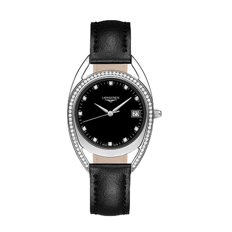 浪琴(Longines)瑞士手表 骑士系列石英女表 L6.138.0.57.0 镶钻黑盘时尚女表