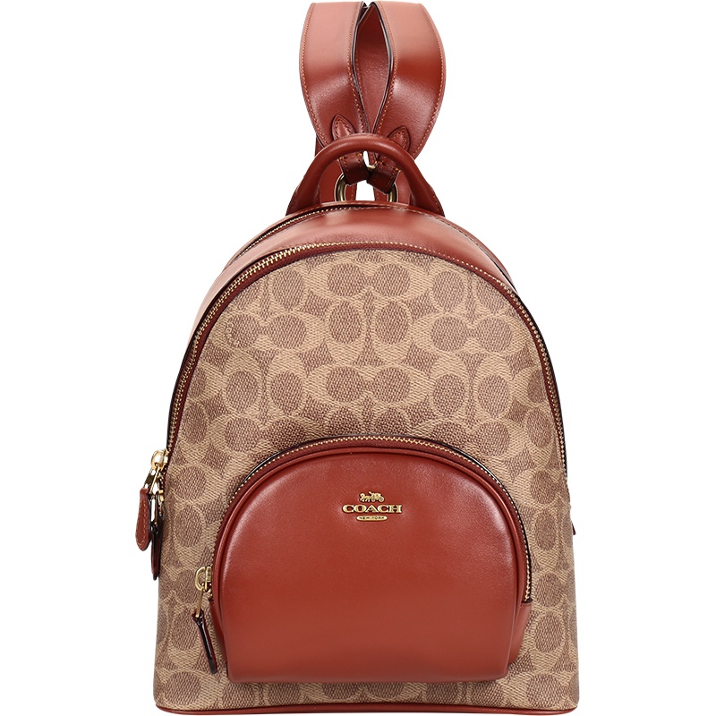 COACH 蔻驰 女士 专柜款涂层帆布配皮CARRIE双肩包背包 1029