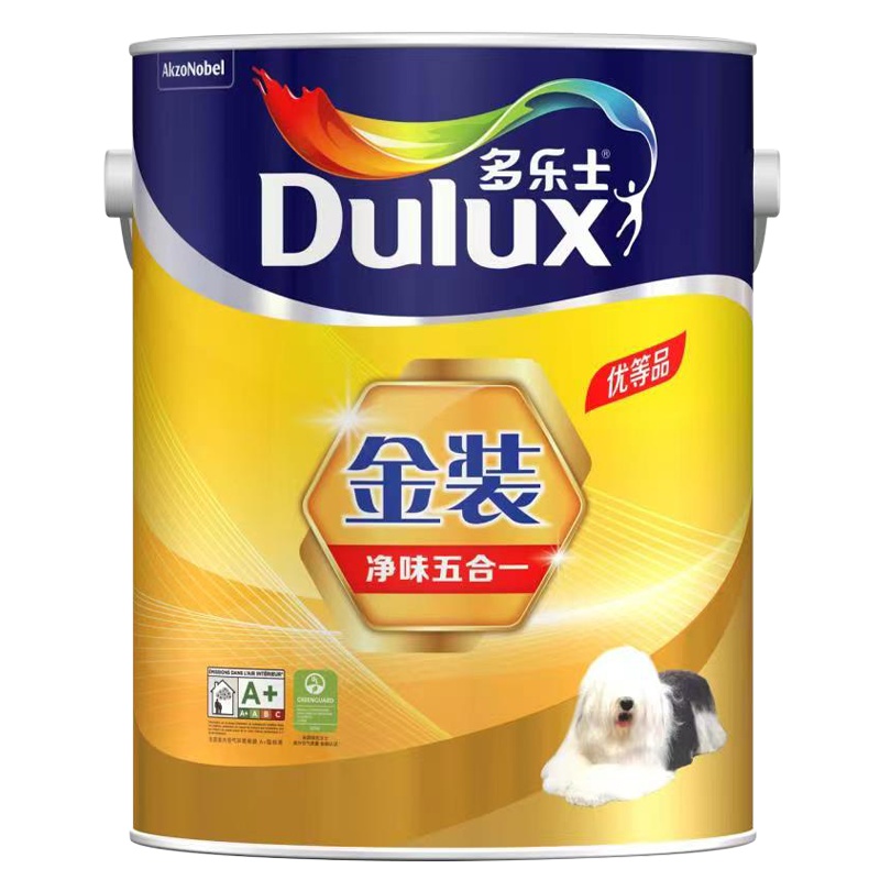 多乐士(Dulux)金装五合一净味内墙乳胶漆 油漆涂料 环保墙面漆 A8188 哑光白色 5L 哑光白色