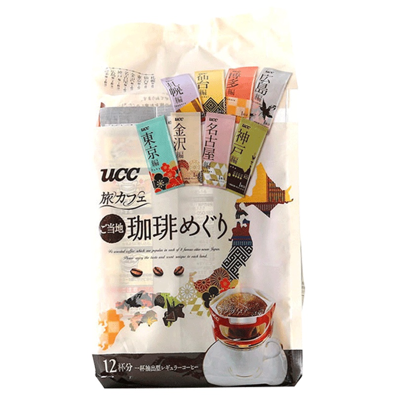 【小资格调】悠诗诗（UCC）咖啡之旅滴漏式挂耳手冲滴漏咖啡 12包/袋 黑咖啡 其他 咖啡粉 冲调饮品 日本进口
