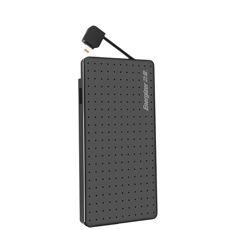 劲量/Energizer 18W快充10000毫安便携轻薄自带type-c线黑色充电宝安卓苹果小米华为适用移动电源
