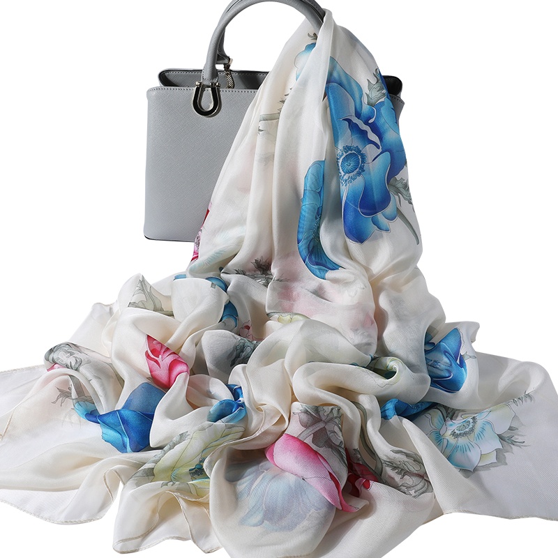 上海故事桑蚕丝丝巾女春秋季高档杭州丝绸长款真丝围巾披肩送礼礼盒装