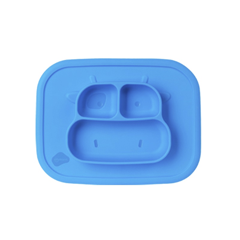 思利满Sillymann 儿童一体式宝宝餐盘 分格防摔防滑 蓝色 铂金硅胶