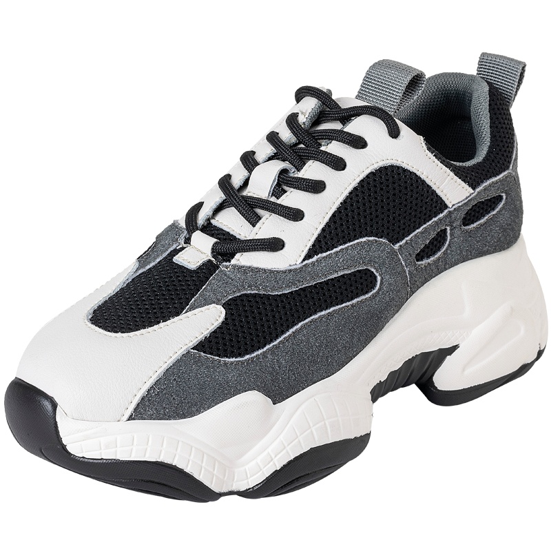 百田森春季2020商场同款拼色老爹鞋商场同款真皮女鞋运动鞋