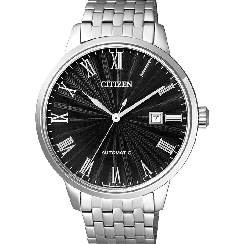 西铁城(CITIZEN)手表男日本自动机械不锈钢带商务时尚简约防水罗马刻度腕表NJ0080-50E